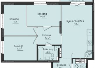 Продается 3-ком. квартира, 69.9 м2, село Первомайский, ЖК Город Оружейников