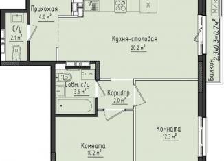 Продаю двухкомнатную квартиру, 54.8 м2, село Первомайский
