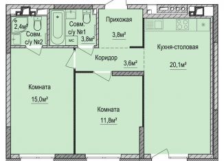 Продаю двухкомнатную квартиру, 60.5 м2, Удмуртия