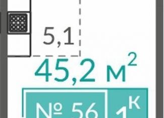 Однокомнатная квартира на продажу, 45.2 м2, Евпатория, Симферопольская улица, ЖК Золотые Пески