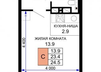 Квартира на продажу студия, 24.5 м2, Краснодар, улица Лётчика Позднякова, 2к12, ЖК Дыхание