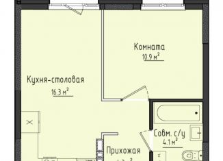 1-комнатная квартира на продажу, 35.6 м2, село Первомайский