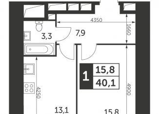 Продаю однокомнатную квартиру, 40.1 м2, Москва, ЖК Архитектор