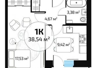 Продам 1-комнатную квартиру, 36.8 м2, Самара, 1-й квартал, 62, метро Юнгородок