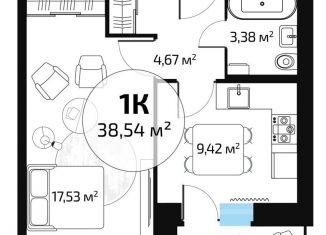 Продаю 1-ком. квартиру, 36.8 м2, Самара, метро Юнгородок