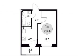 1-комнатная квартира на продажу, 28.4 м2, Щёлково, Фряновское шоссе, 13