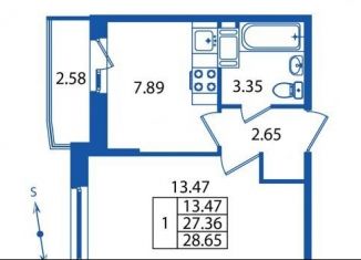 Продам 1-комнатную квартиру, 29 м2, Мурино, Воронцовский бульвар, 21к2