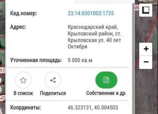 Продается участок, 50 сот., станица Крыловская