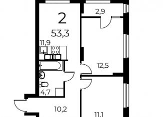 2-комнатная квартира на продажу, 53.3 м2, Нижний Новгород, метро Буревестник