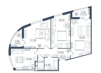 Продам трехкомнатную квартиру, 88.7 м2, Санкт-Петербург