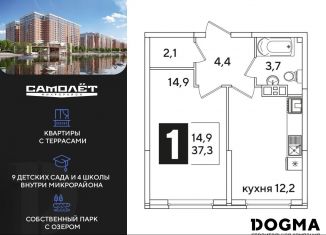 1-комнатная квартира на продажу, 37.3 м2, Краснодар, Главная городская площадь, микрорайон Центральный
