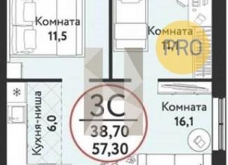 Двухкомнатная квартира на продажу, 57.3 м2, Новосибирск, метро Золотая Нива, улица Трикотажстроя, 12А