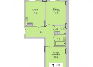Продажа двухкомнатной квартиры, 62 м2, Чебоксары, Солнечный бульвар, поз8, Калининский район