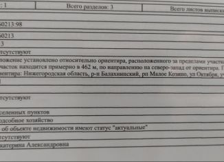 Продажа земельного участка, 9.2 сот., рабочий посёлок Малое Козино, улица Октября