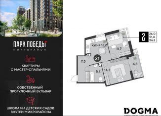 2-комнатная квартира на продажу, 56.2 м2, Краснодар, Прикубанский округ