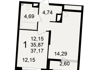 Продаю 1-комнатную квартиру, 37.2 м2, Рязань