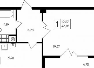 Продам 1-ком. квартиру, 43.2 м2, Крым