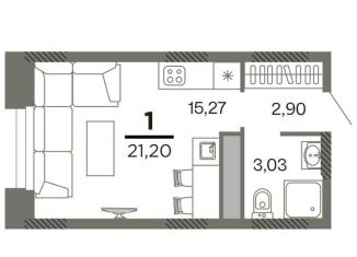 Квартира на продажу студия, 21.2 м2, Рязань, Октябрьский район