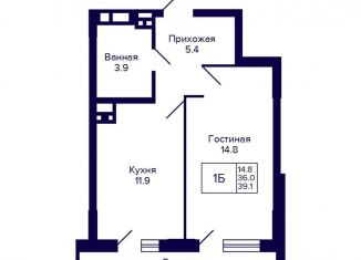 Продаю однокомнатную квартиру, 39.1 м2, Новосибирск, улица Коминтерна, 1с, метро Золотая Нива