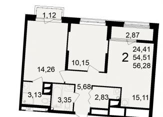 Продаю трехкомнатную квартиру, 56.3 м2, Рязанская область