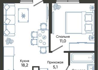 1-ком. квартира на продажу, 39.9 м2, Новороссийск