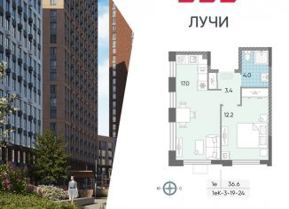 Продажа однокомнатной квартиры, 36.6 м2, Москва