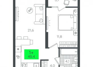 Продам 1-комнатную квартиру, 45.4 м2, Тюмень, Калининский округ
