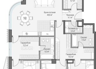Продается трехкомнатная квартира, 161.5 м2, Москва