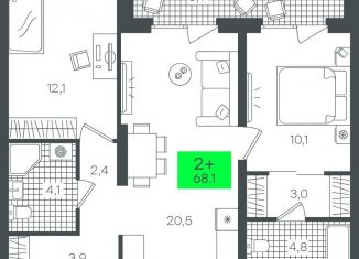 Продажа двухкомнатной квартиры, 68.2 м2, Тюмень