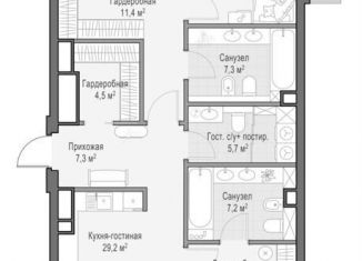 Продажа 3-комнатной квартиры, 127.1 м2, Москва, Электрический переулок, 1с14, станция Белорусская