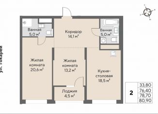 Продаю двухкомнатную квартиру, 78.7 м2, Екатеринбург, метро Динамо, площадь 1905 года
