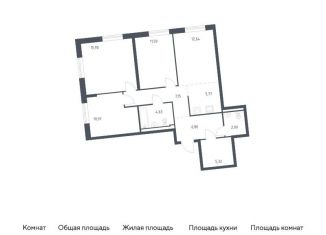 Продается трехкомнатная квартира, 83.8 м2, деревня Лаголово