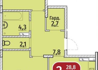 2-комнатная квартира на продажу, 64.4 м2, Чебоксары, Гражданская улица, поз4, Московский район