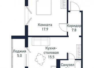 Продам однокомнатную квартиру, 46.2 м2, Челябинская область, улица имени капитана Ефимова, 8
