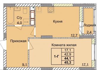 Продажа 1-ком. квартиры, 44.1 м2, Нижегородская область, 1-я Оранжерейная улица, 24А