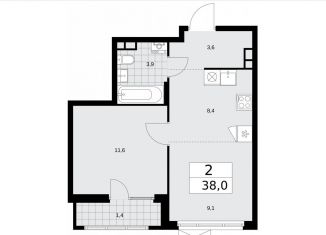 2-комнатная квартира на продажу, 38 м2, поселение Десёновское