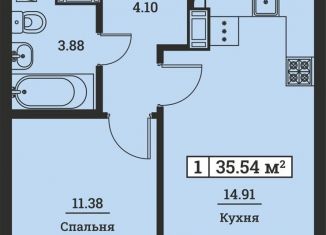 1-комнатная квартира на продажу, 35.5 м2, Мурино, ЖК Урбанист, Екатерининская улица, 19