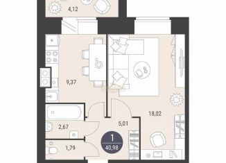 Продается 1-ком. квартира, 41 м2, Йошкар-Ола, улица Меримского, 6, микрорайон Фестивальный