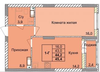 Продается 1-ком. квартира, 44.2 м2, Нижний Новгород, 1-я Оранжерейная улица, 24А, метро Стрелка