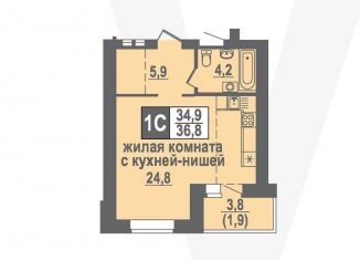 Продаю квартиру студию, 36.8 м2, Новосибирская область, Никольский проспект, 20