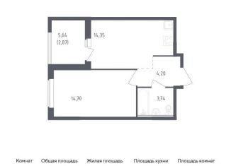 Продаю однокомнатную квартиру, 39.9 м2, деревня Новосаратовка