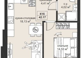 Продаю однокомнатную квартиру, 42.2 м2, Казань