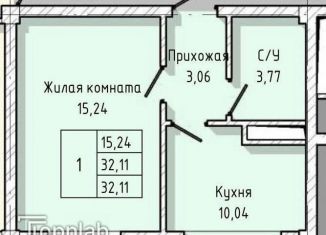 Продам однокомнатную квартиру, 32.1 м2, Нальчик, улица А.А. Кадырова, 24, ЖК Молодёжный
