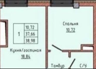 Продажа 1-ком. квартиры, 39 м2, Нальчик, улица Ашурова, 1Б