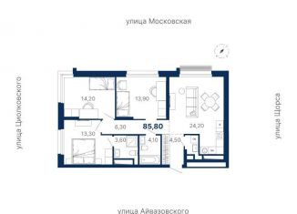 Продаю 3-комнатную квартиру, 85.8 м2, Екатеринбург, улица Айвазовского, 52, ЖК Парк Столиц