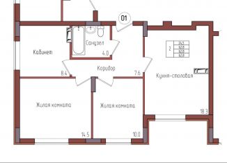 Продам 2-комнатную квартиру, 64.1 м2, Калининград