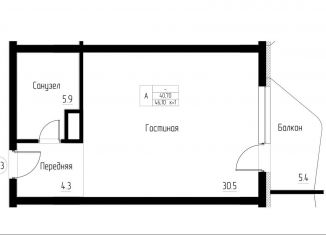 Продам 1-комнатную квартиру, 46.1 м2, Калининградская область
