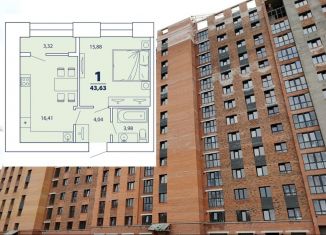 1-комнатная квартира на продажу, 43.6 м2, Рязанская область