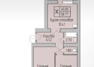 2-комнатная квартира на продажу, 58.8 м2, Новосибирская область, улица Романтиков, 4