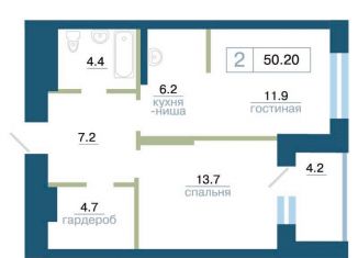 Продажа двухкомнатной квартиры, 50.2 м2, Красноярск